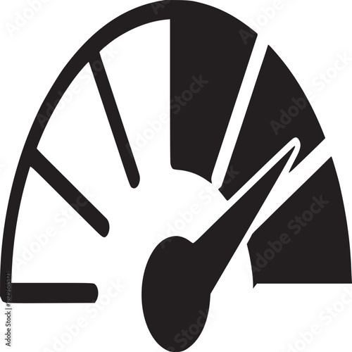 Illustration of a speedometer with a needle pointing towards the higher end on a white background