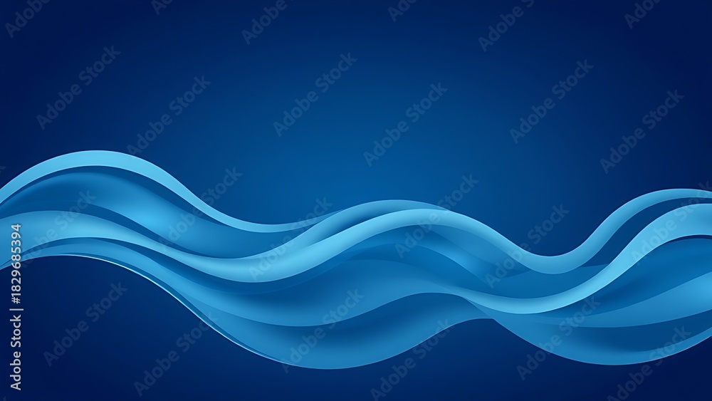 Obraz premium unanimity. Flowing wave patterns in deep blue with elegant curves and smooth gradients, minimalist aquatic scene. travel magazines, destination branding, designed for travel destination branding.