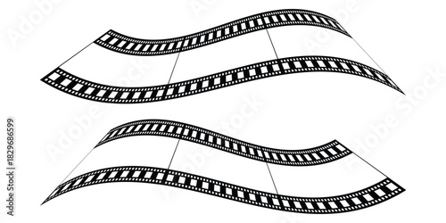  film strip vector with blank frames, perfect for vintage cinema photography and movie reel illustration. seamless vintage filmstrip roll frame. eps 10