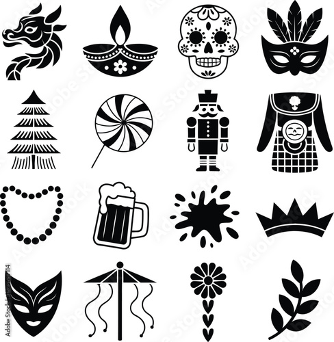 Cultural Holiday and Festival Symbol Icons