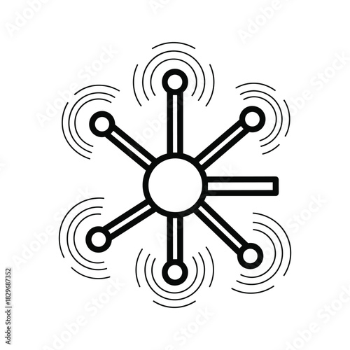 Futuristic drone icon with six propellers, a symbol of modern aerial technology