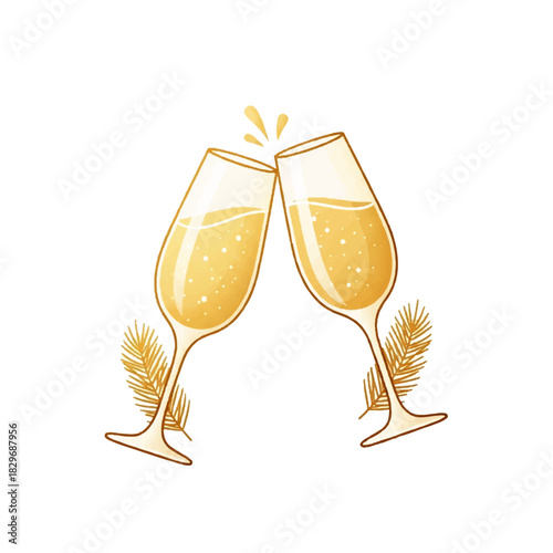Festive Champagne Toast Celebration Illustration.