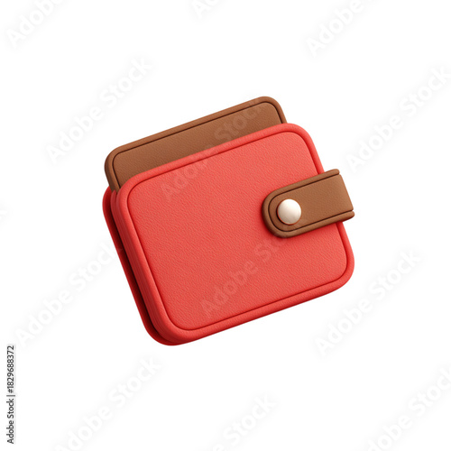 3D render of a red and brown wallet on transparent background