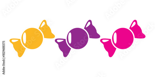 Colorful Candy Vector Pack. Bright Wrapped Sweets Icons. Vibrant Candy Clipart Set for Kids and Food Designs