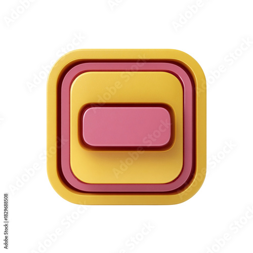 Trendy subtract icon in gold and pink colors on transparent background
