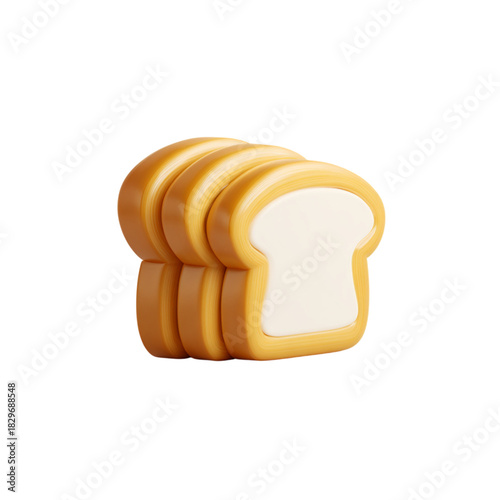 Fresh delicious slices of bread loaf stack on transparent background
