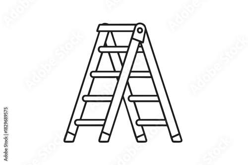 Simple Line Art Illustration of a Step Ladder