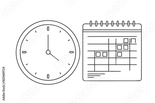Simple clock and calendar illustration