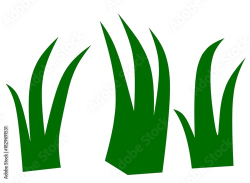 Simple green grass silhouette illustration, perfect for nature themes, backgrounds, icons, and design elements for creative projects.