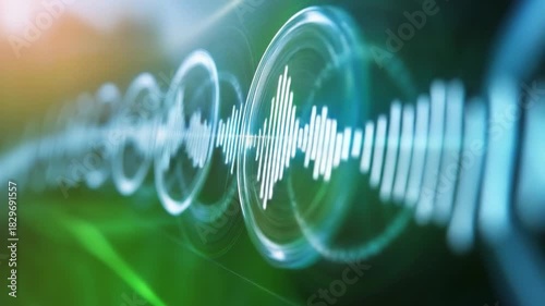 Sound Wave Visualization: A captivating abstract representation of sound waves, visualized with vibrant colors and dynamic patterns.