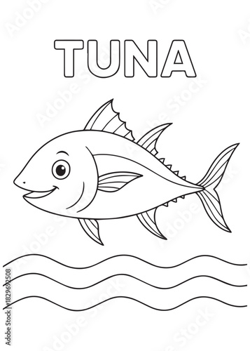 coloring book Tuna – a tuna moving quickly through the water