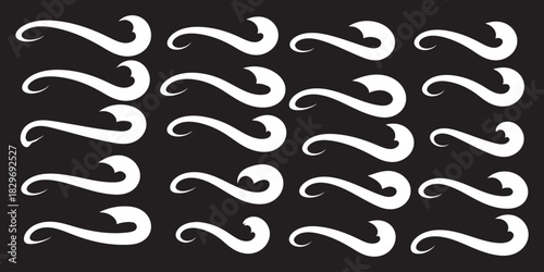 Swoosh and swashes tails vector set, decorative calligraphy stroke and flourish icon collection, elegant graphic group of handwritten ornaments, elements for typography, wedding, and invitations