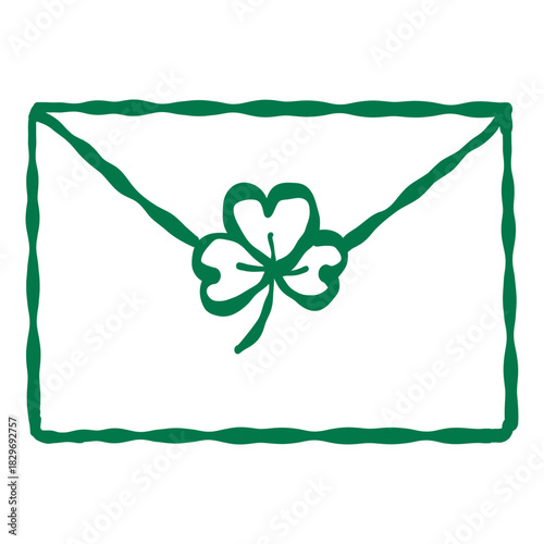 Lucky clover sealed envelope in sweet green line art perfect for gifting wishes sending blessings and sharing good luck messages
