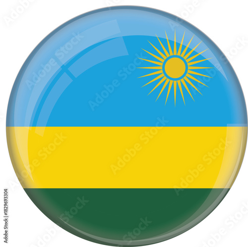 Button Flag of Rwanda– Circular Glossy Style