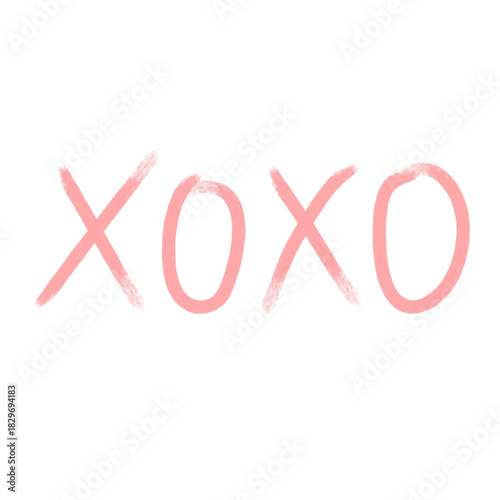 XOXO Lettering in Hand-Drawn Brush Style for Valentine Greetings