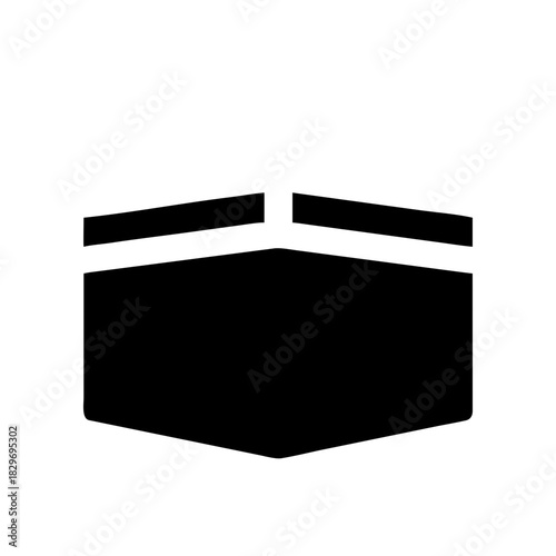 Illustration of the kaaba in black and white style on transparent background silhouette