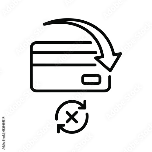 Credit card decline icon isolated on white background, payment failure concept