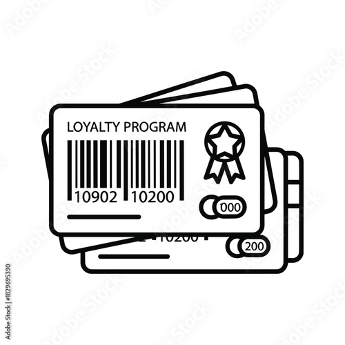 Loyalty program cards with barcode isolated on white background