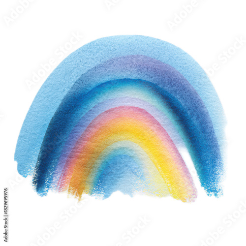 A rainbow is painted on a white background