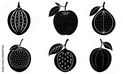 Elegant fruit set showcases fresh and delicious food illustrations, perfect for healthy eating designs and vibrant culinary projects, originally vector graphics