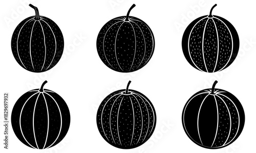 Fresh watermelons in simple line art for summer designs, cool refreshments, and healthy eating promotions, originally a vector graphic, offering versatility