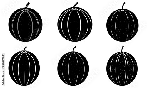 Delicious watermelons ready for summer feasts, vibrant black and white design, perfect for food blogs, menus, and health conscious projects