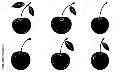 Fresh cherries in monochrome bring a summery, delicious design element, perfect for food packaging, restaurant menus, or vibrant seasonal promotions