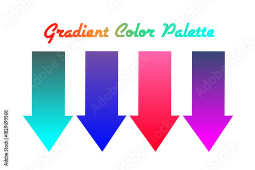 pastel gradient color palette in arrow shapes, ideal for design references, UI elements, branding themes, and creative project visuals. Clean vector isolated.
