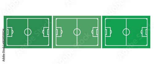 Green grass football field pitch with a soccer ball ready for a championship sport competition game or strategy plan