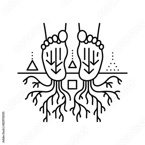 Minimalist line art icon of a lavender sprig releasing steam or aroma from a small bottle, isolated on