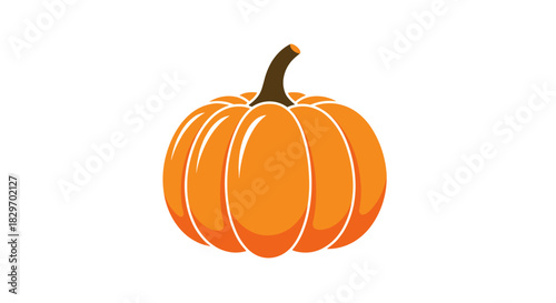 A colorful, stylized orange pumpkin with a brown stem, symbolizing autumn harvest festivities and holiday decorations.