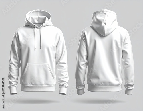 Front and back view of a blank white hoodie (1)