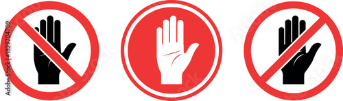 Stop hand forbidden warning signage vector silhouette