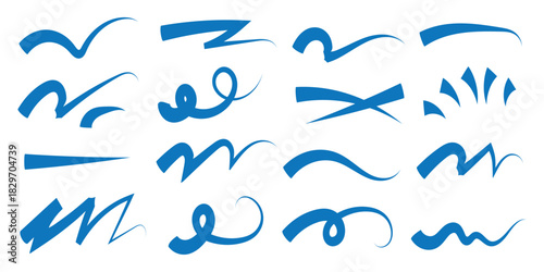 Red squiggle brush scribble underline. Marker pen emphasis highlight red swoosh stroke.