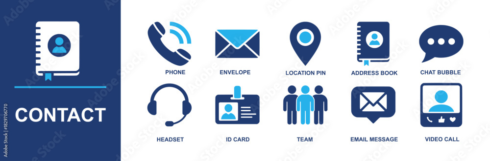 Fotografi Contact icon set