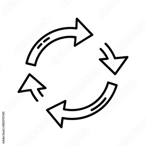 Circular arrows representing a continuous process or cycle