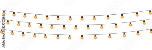 Warm orange light bulb garlands for festive party decorations
