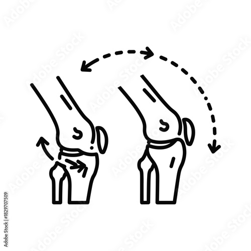 Knee Joint Flexion and Extension Range of Motion Diagram