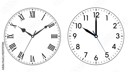 Clock faces duo: roman and standard numerals vector