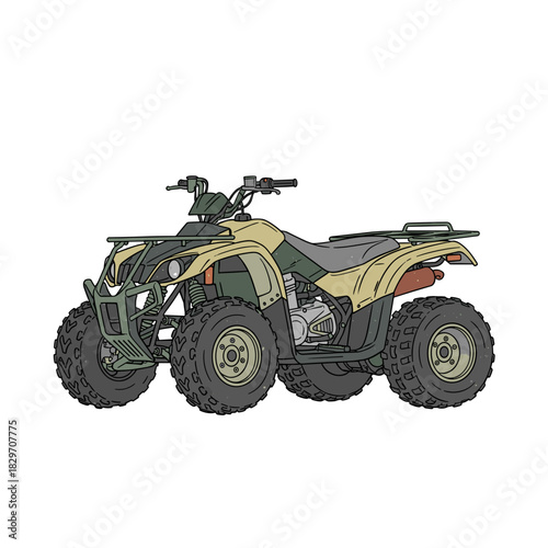 All-terrain vehicle (ATV) in military style for outdoor adventure concept