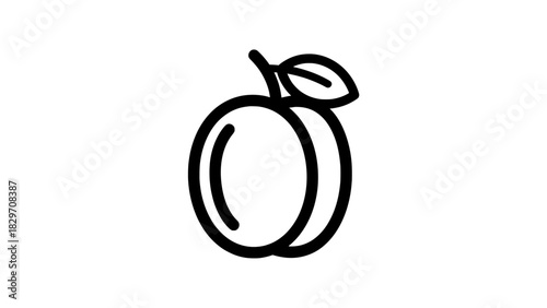 Simple and elegant line art illustration of a plum, a delicious fruit with a vibrant flavor profile and numerous health benefits