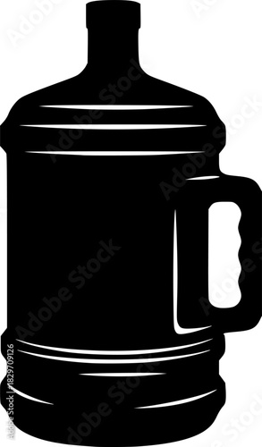 Black silhouette of a large water bottle of water, vector