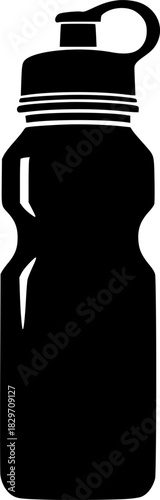 Black silhouette of a large water bottle of water, vector