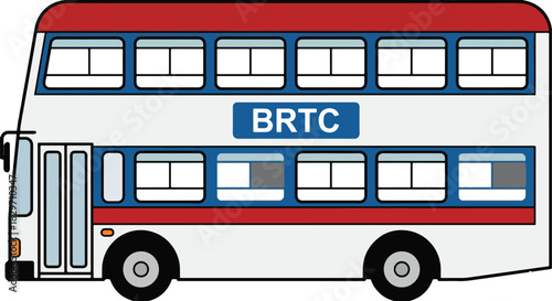 Double Decker Bus with Dhaka Style Vector Illustration for Local Transport and Bangladesh City Concept