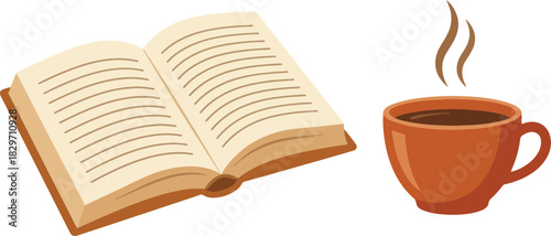 Open Book Vector Illustration with Pages for Education and Knowledge Learning Concept