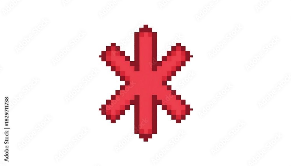 Obraz premium Red Pixelated Star Symbol Graphic Design.