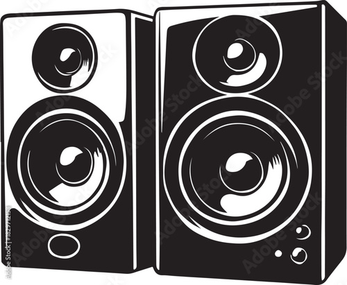 high fidelity loudspeakers studio monitors silhouette vector illustration