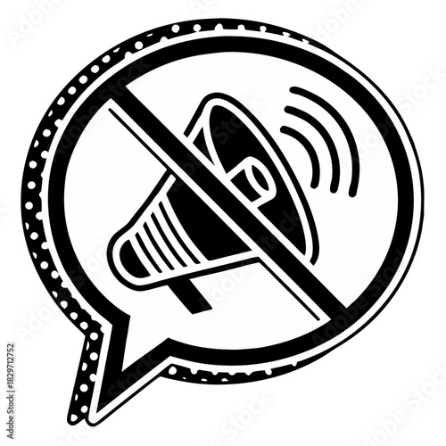 Speech Bubble with Mute/Stop Symbol