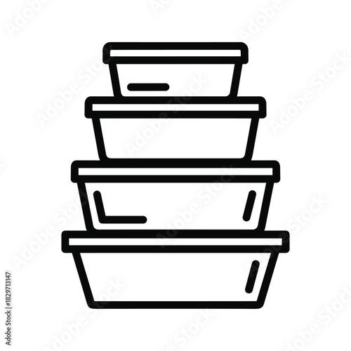 Stacked Food Storage Containers Line Art Icon