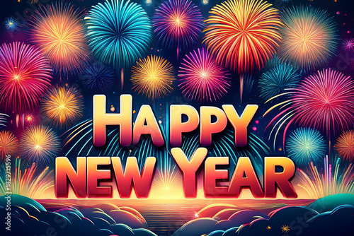 Celebrate New Year With Colorful Fireworks Display Generative AI